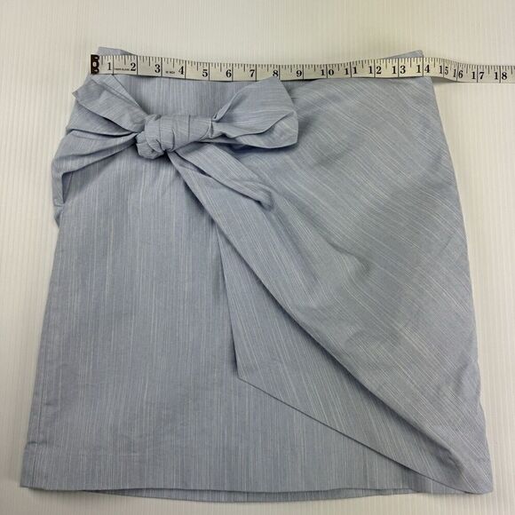 Loft Outlet Tie Front Skirt Size 2 Light Blue Straight Skirt Lined - Picture 6 of 7